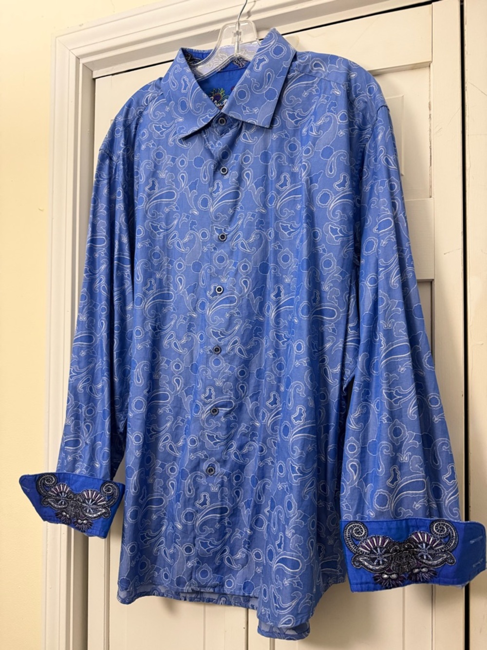 Robert Graham Blue Paisley Long Sleeve Shirt Size 3XL